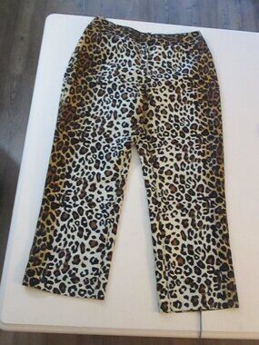 TSC BRIAN BAILEY SILK/WOOL LEOPARND STRAIGHT PANTS  LARGE NEW